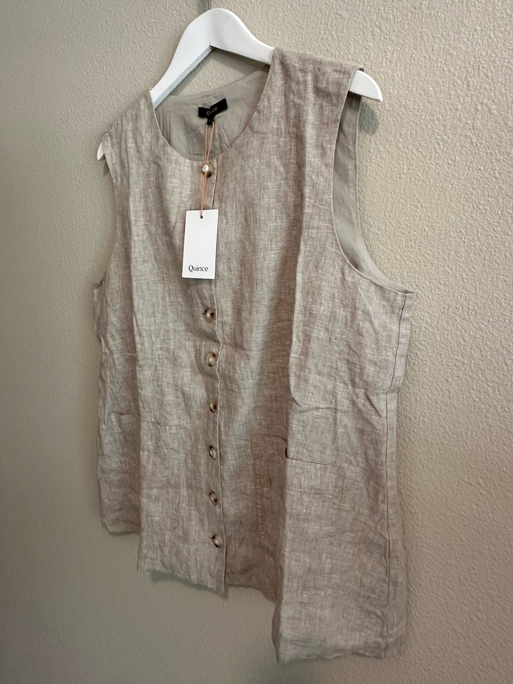 ☀️ New! QUINCE 100% European Linen Longline Vest in Flax - Picture 5 of 16